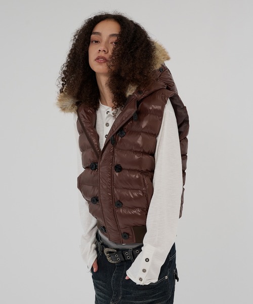 WISH FOR EVER(ウィッシュフォーエバー)の「2WAY N2B DESIGN HOOD VEST/2ウェイN2Bデザインフードベスト(ダウンベスト・メンズ・グリーン/ネイビー/ブラウン/ブラック・LARGE/MEDIUM/SMALL)」の18枚目の写真