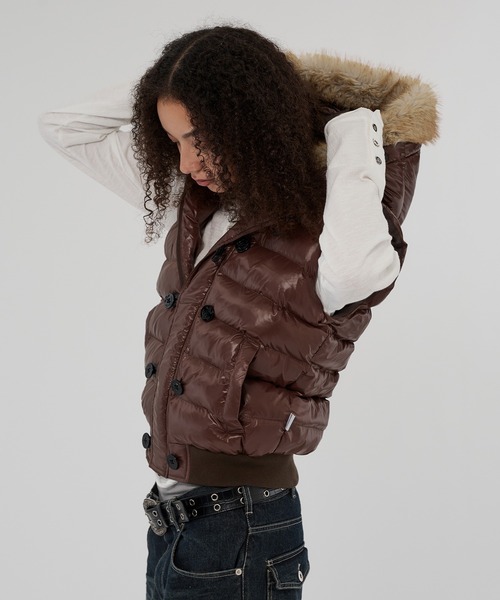 WISH FOR EVER(ウィッシュフォーエバー)の「2WAY N2B DESIGN HOOD VEST/2ウェイN2Bデザインフードベスト(ダウンベスト・メンズ・グリーン/ネイビー/ブラウン/ブラック・LARGE/MEDIUM/SMALL)」の19枚目の写真