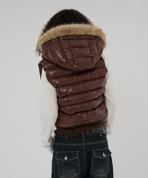 WISH FOR EVER(ウィッシュフォーエバー)の「2WAY N2B DESIGN HOOD VEST/2ウェイN2Bデザインフードベスト(ダウンベスト・メンズ・グリーン/ネイビー/ブラウン/ブラック・LARGE/MEDIUM/SMALL)」の20枚目の写真