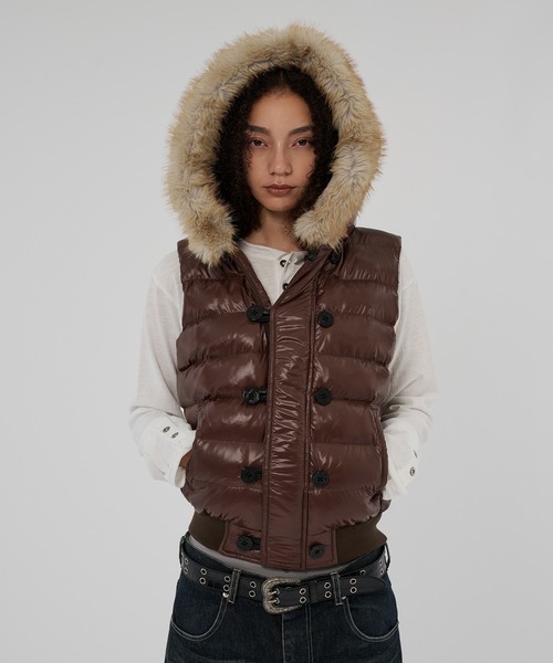 WISH FOR EVER(ウィッシュフォーエバー)の「2WAY N2B DESIGN HOOD VEST/2ウェイN2Bデザインフードベスト(ダウンベスト・メンズ・グリーン/ネイビー/ブラウン/ブラック・LARGE/MEDIUM/SMALL)」の21枚目の写真