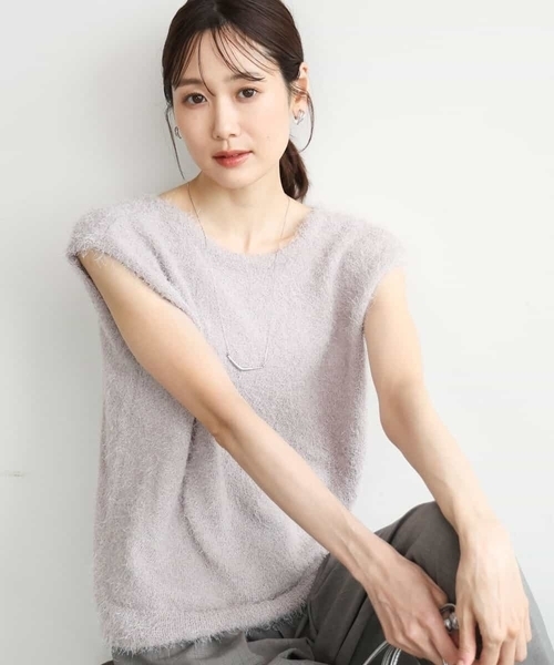 MK MICHEL KLEIN（エムケーミッシェルクラン）の「[洗える]前後2wayシャギーニットジレ（ニット/セーター・レディース・グレー系その他/ブラウン・38）」の2枚目の写真