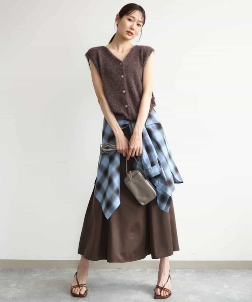 MK MICHEL KLEIN（エムケーミッシェルクラン）の「[洗える]前後2wayシャギーニットジレ（ニット/セーター・レディース・グレー系その他/ブラウン・38）」の6枚目の写真