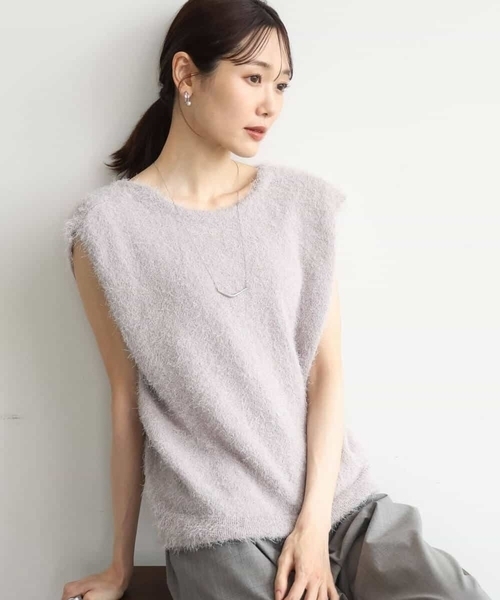 MK MICHEL KLEIN（エムケーミッシェルクラン）の「[洗える]前後2wayシャギーニットジレ（ニット/セーター・レディース・グレー系その他/ブラウン・38）」の8枚目の写真
