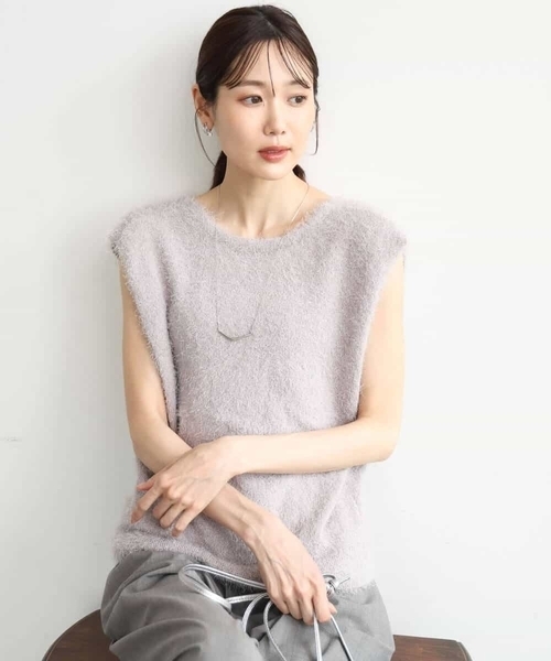 MK MICHEL KLEIN（エムケーミッシェルクラン）の「[洗える]前後2wayシャギーニットジレ（ニット/セーター・レディース・グレー系その他/ブラウン・38）」の9枚目の写真