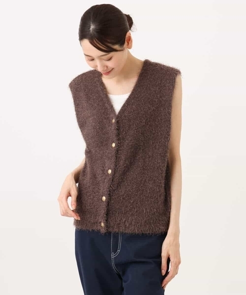 MK MICHEL KLEIN（エムケーミッシェルクラン）の「[洗える]前後2wayシャギーニットジレ（ニット/セーター・レディース・グレー系その他/ブラウン・38）」の21枚目の写真