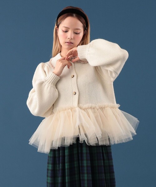 CAROLINA GLASER(カロリナ グレイサー)の「チュール カーディガン(カーディガン/ボレロ・レディース・ホワイト系その他7/ネイビー・ONE SIZE)」の8枚目の写真