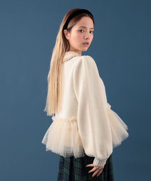 CAROLINA GLASER(カロリナ グレイサー)の「チュール カーディガン(カーディガン/ボレロ・レディース・ホワイト系その他7/ネイビー・ONE SIZE)」の10枚目の写真
