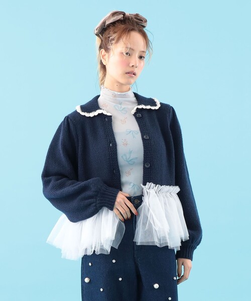 CAROLINA GLASER(カロリナ グレイサー)の「チュール カーディガン(カーディガン/ボレロ・レディース・ホワイト系その他7/ネイビー・ONE SIZE)」の16枚目の写真