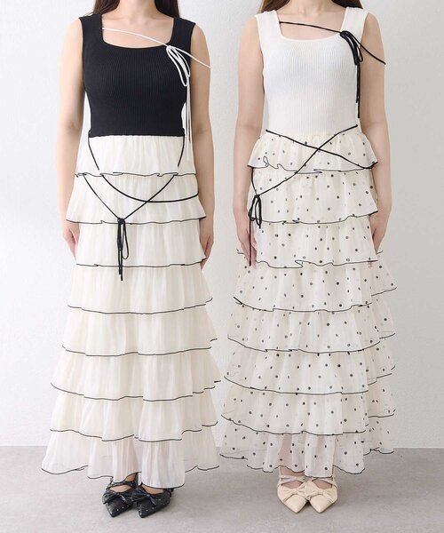 OLIVE des OLIVE(オリーブデオリーブ)の「【Belle Charme】Multi Tiered Frill Onepiece(ワンピース・レディース・ブラック/ホワイト/オフホワイト・FREE)」の7枚目の写真