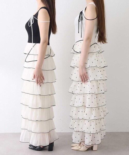 OLIVE des OLIVE(オリーブデオリーブ)の「【Belle Charme】Multi Tiered Frill Onepiece(ワンピース・レディース・ブラック/ホワイト/オフホワイト・FREE)」の8枚目の写真