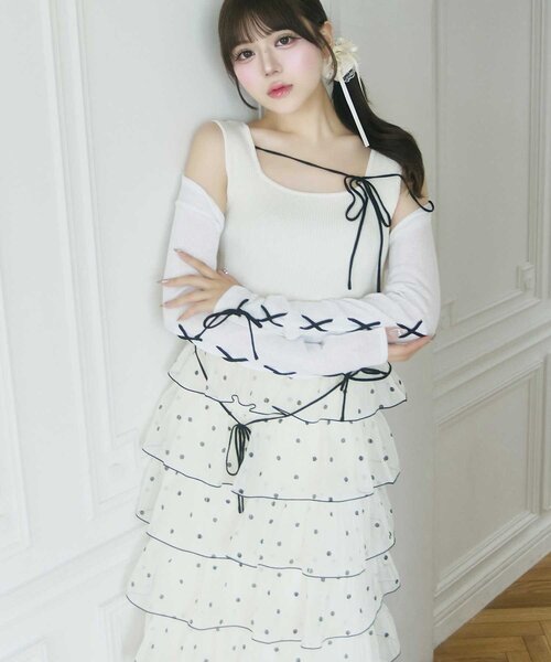 OLIVE des OLIVE(オリーブデオリーブ)の「【Belle Charme】Multi Tiered Frill Onepiece(ワンピース・レディース・ブラック/ホワイト/オフホワイト・FREE)」の11枚目の写真