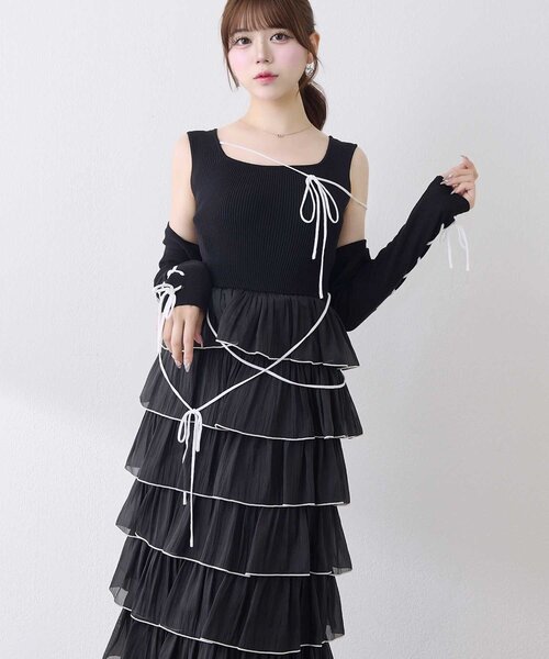 OLIVE des OLIVE(オリーブデオリーブ)の「【Belle Charme】Multi Tiered Frill Onepiece(ワンピース・レディース・ブラック/ホワイト/オフホワイト・FREE)」の15枚目の写真