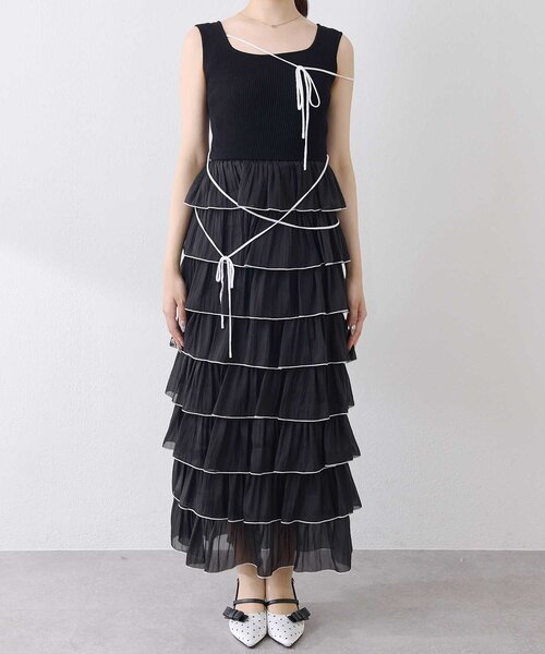 OLIVE des OLIVE(オリーブデオリーブ)の「【Belle Charme】Multi Tiered Frill Onepiece(ワンピース・レディース・ブラック/ホワイト/オフホワイト・FREE)」の16枚目の写真