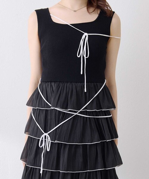 OLIVE des OLIVE(オリーブデオリーブ)の「【Belle Charme】Multi Tiered Frill Onepiece(ワンピース・レディース・ブラック/ホワイト/オフホワイト・FREE)」の19枚目の写真