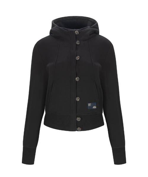 PLEASENOFOLLOW（プリーズノーフォロー）の「Bene Basic Button Hoodie (Black)（パーカー・レディース・その他・FREE）」の2枚目の写真