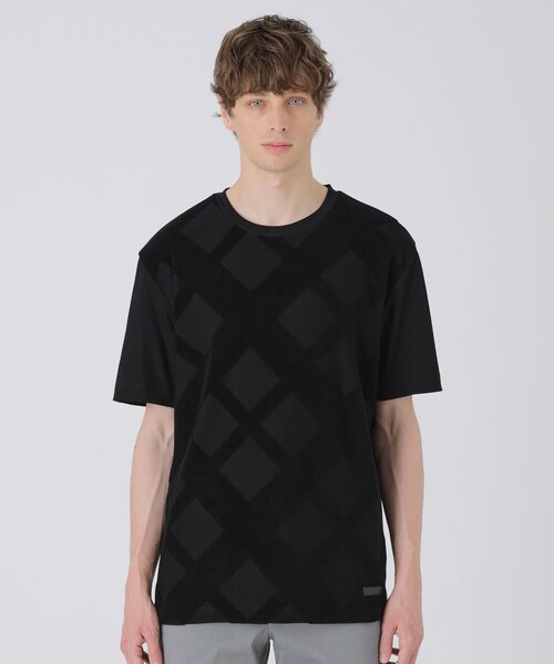 BLACK LABEL CRESTBRIDGE(ブラックレーベル・クレストブリッジ)の「パイルシャドーチェックTシャツ(Tシャツ/カットソー・メンズ・オフホワイト/ブラック/グリーン系その他/ベージュ系その他・XL/L/M)」の2枚目の写真