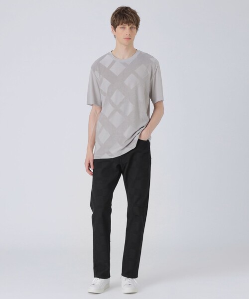 BLACK LABEL CRESTBRIDGE(ブラックレーベル・クレストブリッジ)の「パイルシャドーチェックTシャツ(Tシャツ/カットソー・メンズ・オフホワイト/ブラック/グリーン系その他/ベージュ系その他・XL/L/M)」の14枚目の写真