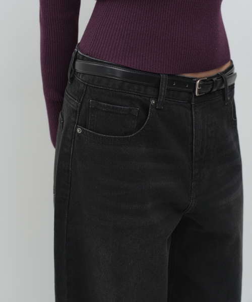 MUSINSA STANDARD WOMAN（ムシンサスタンダードウーマン）の「ウィメンズエッセンシャルカーブデニムパンツ[ウォッシュドブラック]（デニムパンツ・レディース・その他・30/24/25/26/27/28/29）」の7枚目の写真