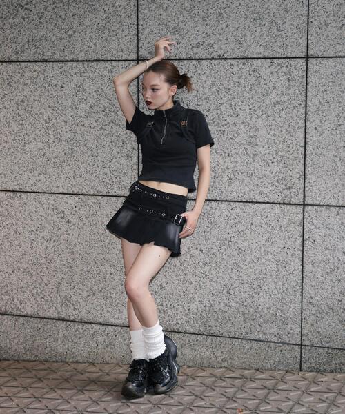 ROYAL FLASH（ロイヤルフラッシュ）の「MAVYTH/メヴィス/DOUBLE BELTED SKIRT（スカート・レディース・ブラック/ブルー系その他3・L/M）」の6枚目の写真