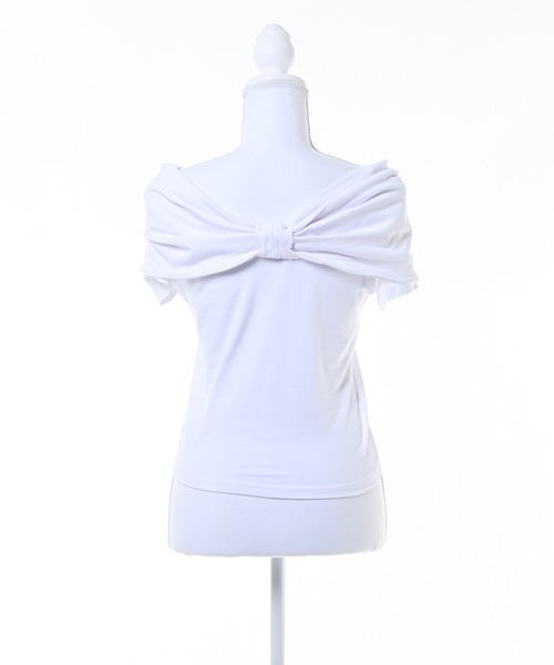 Narcissus(ナルシス)の「【Narcissus】リボンオフショルダーTシャツ / 半袖 レディース オフィスカジュアル(Tシャツ/カットソー・レディース・ブラック/ホワイト・FREE)」の6枚目の写真