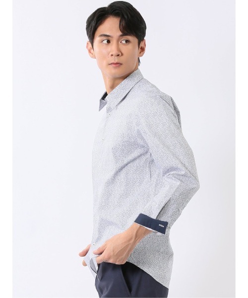 TAKA-Q(タカキュー)の「シャツ 長袖 メンズ ストレッチ 綿混 ブロード レギュラーカラー プリント 総柄 小花(シャツ/ブラウス・メンズ・ブルー・MEDIUM/X-LARGE/LARGE)」の13枚目の写真