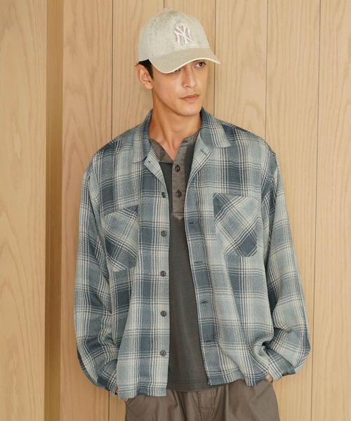 BAYFLOW(ベイフロー)の「ブークレチェックシャツ(シャツ/ブラウス・メンズ・ダークオリーブ/ブルー/チャコール・LARGE/MEDIUM)」の1枚目の写真