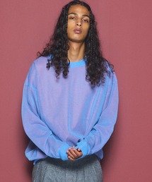 《UNISEX》リバーシブルシャンブレープライムオーバークルーネックニットトップス/Reversible Chambray Prime-Over Crewneck Knit Sweater【MAISON SPECIAL/メゾンスペシャル】