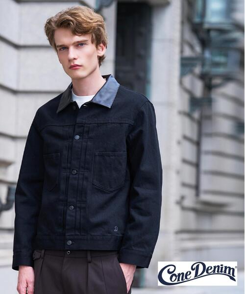 DRESSTERIOR(ドレステリア)の「【セットアップ可】CONEデニム レザーカラーブラックGジャン(ブルゾン・メンズ・ブラック・90/91/92)」の1枚目の写真