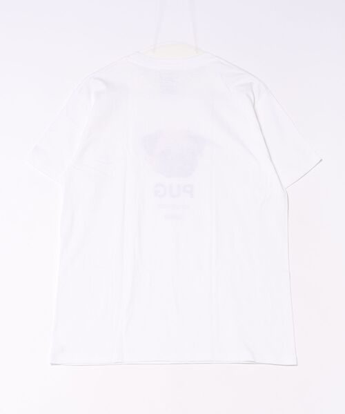Moftique(モフティック)の「Moftique(モフティック) エントリーモデル 半袖Tシャツ アニマル パグ 犬 ドッグ ペット インクジェットプリント 褪せ感 4.0オンス 薄手 トップス カットソー 夏 カジュアル メンズ レディース ユニセックス(Tシャツ/カットソー・メンズ・ホワイト・M/XL)」の2枚目の写真