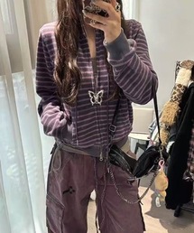 パープルボーダーハイネックスエット
