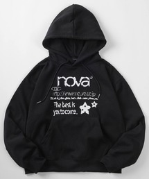【82】【nova】 グラフィックロゴ パーカー/オーバーサイズ/スウェット/プルオーバー/フーディー/裏起毛/韓国ストリート/Y2K/ユニセックス/レディース/メンズ