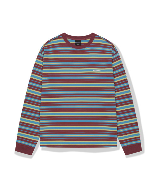 WKNDRS(ウィーキャンドース)の「MULTI STRIPE LS Tシャツ (バーガンディ)(Tシャツ/カットソー・レディース・その他・LARGE/MEDIUM/X-LARGE/SMALL)」の1枚目の写真