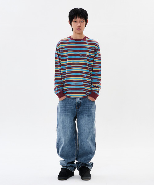 WKNDRS(ウィーキャンドース)の「MULTI STRIPE LS Tシャツ (バーガンディ)(Tシャツ/カットソー・レディース・その他・LARGE/MEDIUM/X-LARGE/SMALL)」の7枚目の写真