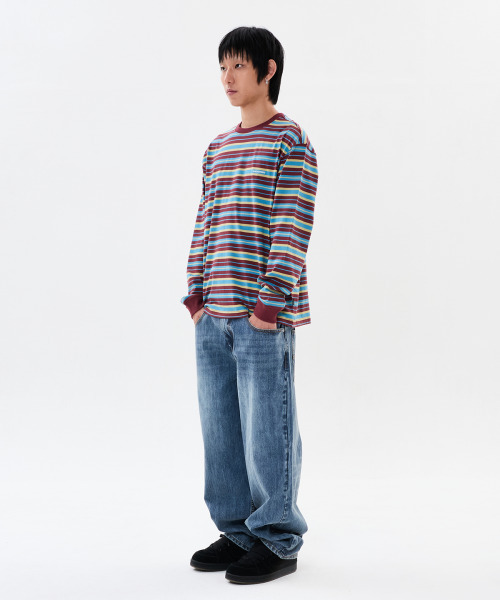 WKNDRS(ウィーキャンドース)の「MULTI STRIPE LS Tシャツ (バーガンディ)(Tシャツ/カットソー・レディース・その他・LARGE/MEDIUM/X-LARGE/SMALL)」の8枚目の写真