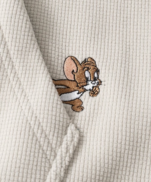 JOHN'S CLOSET(ジョンズクローゼット)の「【15】〔Tom & Jerry/トムとジェリー〕ワッフル×フリース ワンポイント刺繍 フルジップパーカー メンズ/レディース/またぎ刺繍(パーカー・メンズ・ブラック/オフホワイト/ブラウン/サックスブルー・LARGE/MEDIUM)」の9枚目の写真