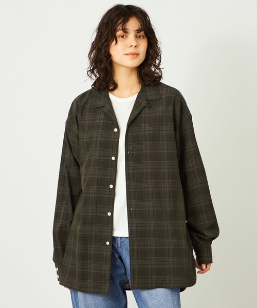 MACKINTOSH PHILOSOPHY(マッキントッシュ フィロソフィー)の「GREY LABEL チェックオープンカラーシャツ(シャツ/ブラウス・レディース・グリーン系その他4/ブラック・2/6)」の2枚目の写真