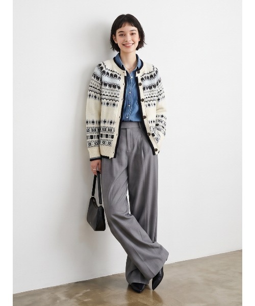 Sew loop(ソーループ)の「ノルディック柄ジャガードクルーネックニットカーディガン(カーディガン/ボレロ・レディース・オフホワイト・FREE)」の2枚目の写真