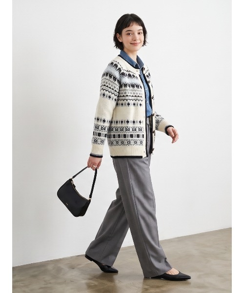 Sew loop(ソーループ)の「ノルディック柄ジャガードクルーネックニットカーディガン(カーディガン/ボレロ・レディース・オフホワイト・FREE)」の3枚目の写真