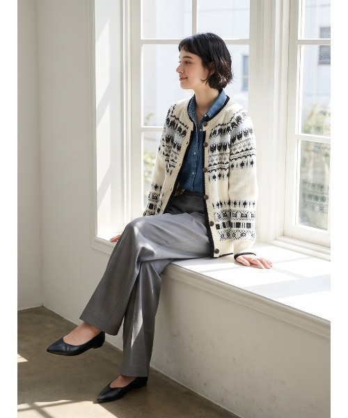 Sew loop(ソーループ)の「ノルディック柄ジャガードクルーネックニットカーディガン(カーディガン/ボレロ・レディース・オフホワイト・FREE)」の4枚目の写真