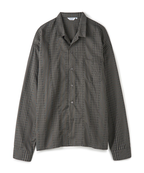 PARTIMENTO(パルティメント)の「パネルストライプショートカラーシャツ ブラウン(シャツ/ブラウス・メンズ・その他・MEDIUM/LARGE)」の1枚目の写真