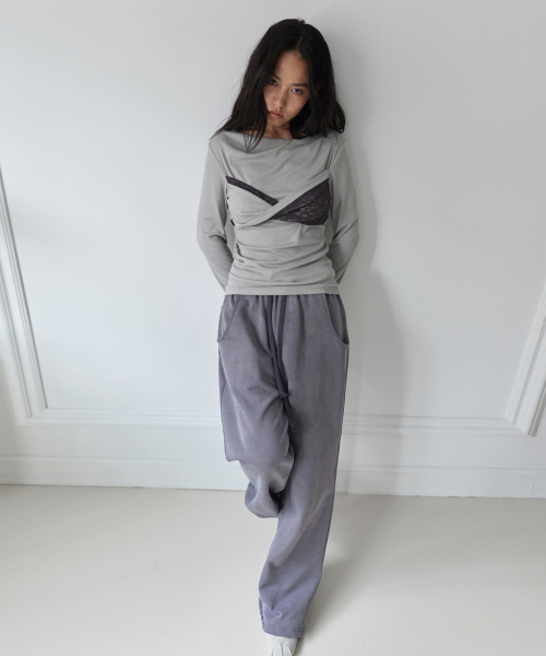 PORTERNA(ポルテナ)の「シルバーグリッター ピグメント スウェットパンツ - アッシュパープル(スウェットパンツ・レディース・その他・FREE(OS))」の2枚目の写真