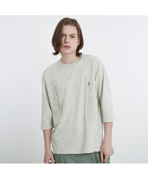 ワッフル配色ジッパーポケット7部ラウンドTシャツ CXS24FKRT813 OTM