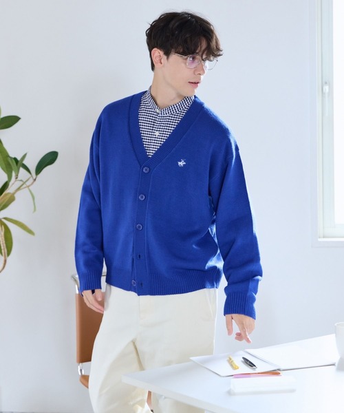 GLOBAL WORK(グローバルワーク)の「【BEVERLY HILLS POLO CLUB】UNISEX/Vネックカーディガン/685692(カーディガン/ボレロ・メンズ・ブルー/ブラック・LARGE/MEDIUM/SMALL)」の1枚目の写真