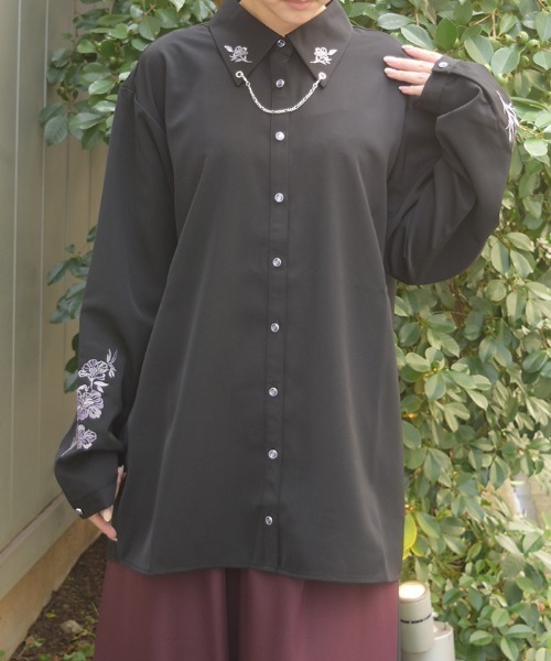 チェーン付刺繍シャツ（シャツ/ブラウス）｜axes femme（アクシーズ