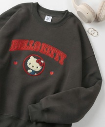 【71】【Sanrio/サンリオ】サンリオキャラクターズ ワイドシルエット クルーネック スウェット/トレーナー/シナモロール/ポコチャッコ/ハローキティ/クロミ/サガラ刺繍/アップリケ/裏起毛/Y2K/レディース(S)