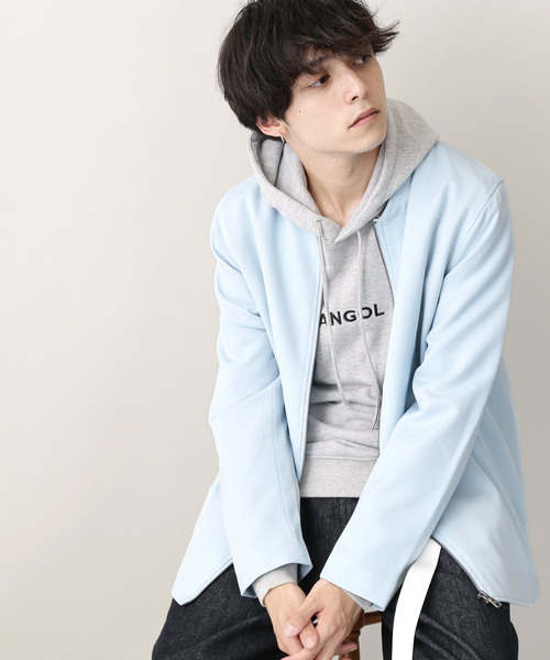 MONO-MART（モノマート）の「T/Rノーカラーブルゾン/ジャケット(MONO-MART)（ノーカラージャケット・メンズ・チャコールグレー/ブラック/ネイビー/オリーブ/ブルー系その他/ベージュ/サックスブルー/ストライプ/ブラウン系その他・M/XL/L）」の7枚目の写真