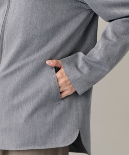 MONO-MART（モノマート）の「T/Rノーカラーブルゾン/ジャケット(MONO-MART)（ノーカラージャケット・メンズ・チャコールグレー/ブラック/ネイビー/オリーブ/ブルー系その他/ベージュ/サックスブルー/ストライプ/ブラウン系その他・M/XL/L）」の21枚目の写真