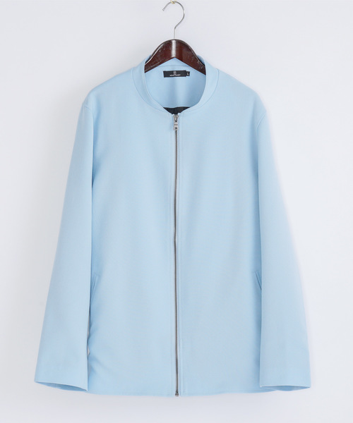 MONO-MART（モノマート）の「T/Rノーカラーブルゾン/ジャケット(MONO-MART)（ノーカラージャケット・メンズ・チャコールグレー/ブラック/ネイビー/オリーブ/ブルー系その他/ベージュ/サックスブルー/ストライプ/ブラウン系その他・M/XL/L）」の15枚目の写真