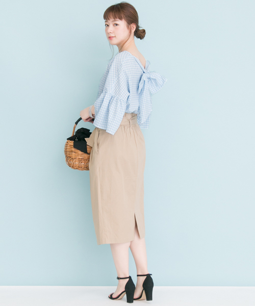 URBAN RESEARCH（アーバンリサーチ）の「 UR BACKリボンギンガムブラウス （シャツ/ブラウス・レディース・ブラック/サックスブルー/ベージュ・FREE）」の12枚目の写真