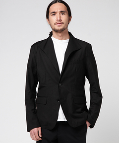 24SS 完売品✨BACCA ウールリネンギャバジンテーラードジャケット 黒36 CABaN ウールギャバジン ガンクラブチェックスタンドカラー